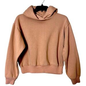 a.new day Women’s Cropped Camel Brown Tan  Casual Pullover Hoodie Size XS
